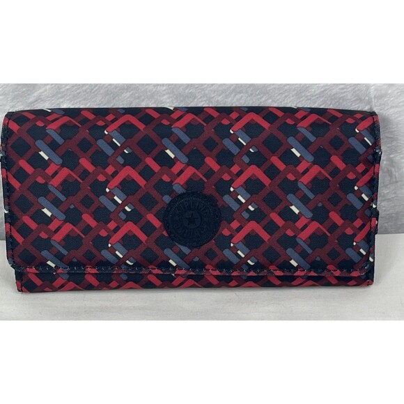 Kipling Wallet Snap Flap Geometric Red Black - Picture 1 of 15